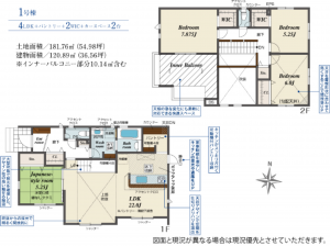 熊本市南区御幸笛田、新築一戸建ての間取り画像です
