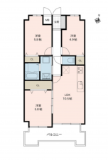 熊本市東区保田窪、マンションの間取り画像です