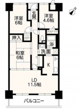 熊本市東区新南部、マンションの間取り画像です