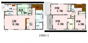 熊本市東区保田窪、新築一戸建ての間取り画像です
