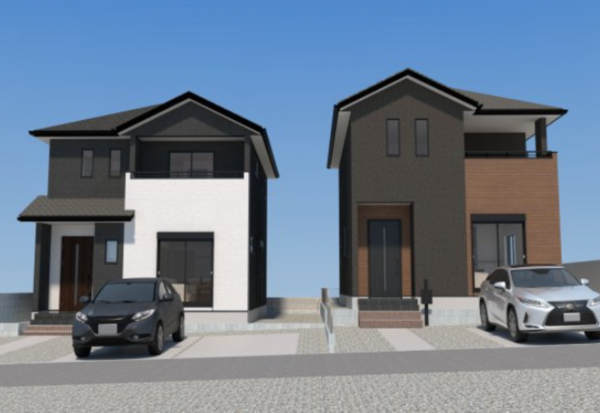 熊本市東区保田窪、新築一戸建ての完成予想図（外観）画像です