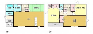 熊本市中央区出水、中古一戸建ての間取り画像です
