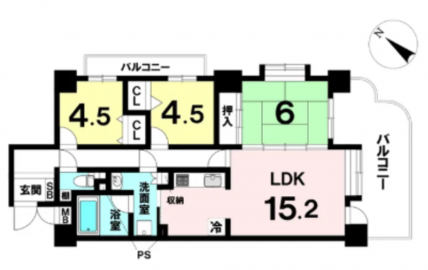 熊本市中央区水前寺、マンションの間取り画像です