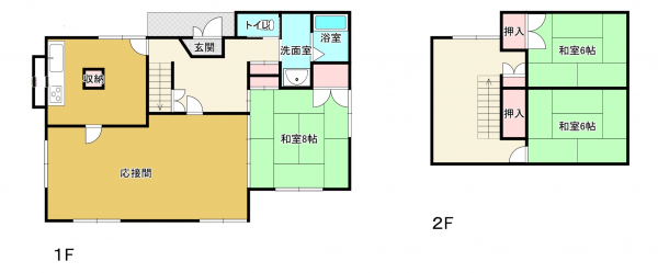 熊本市中央区水前寺、中古一戸建ての間取り画像です