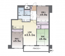 熊本市中央区薬園町、マンションの間取り画像です