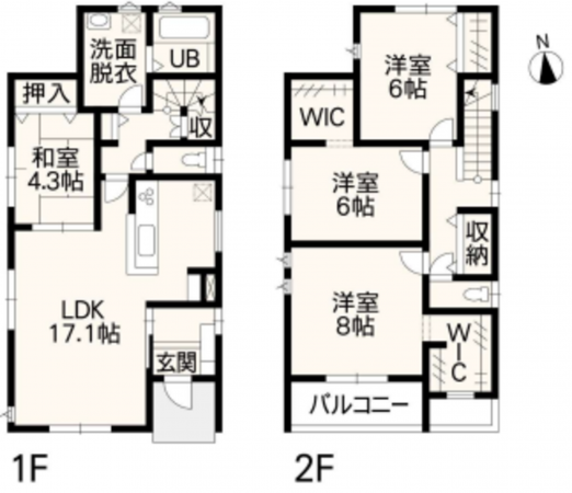 熊本市東区江津、中古一戸建ての間取り画像です