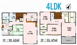 熊本市中央区帯山、新築一戸建ての間取り画像です