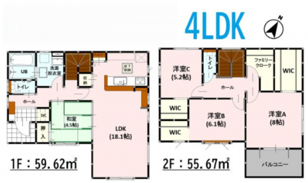 熊本市中央区帯山、新築一戸建ての間取り画像です
