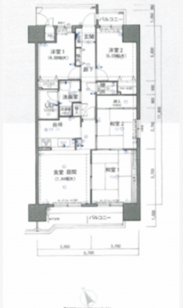 熊本市中央区米屋町、マンションの間取り画像です