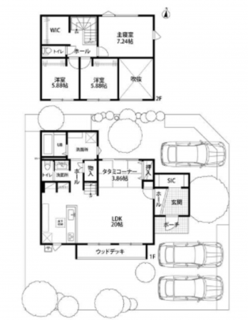 熊本市南区富合町廻江、新築一戸建ての間取り画像です