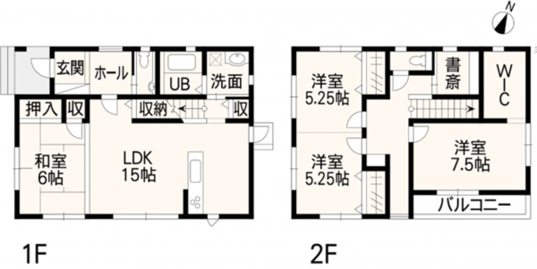 熊本市東区小山、中古一戸建ての間取り画像です