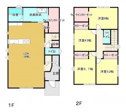 熊本市東区長嶺東、新築一戸建ての間取り画像です