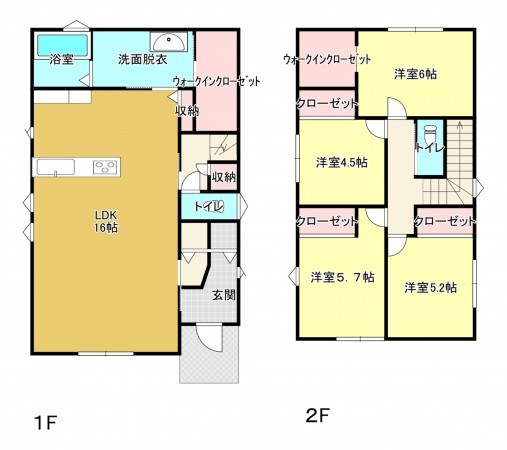 熊本市東区長嶺東、新築一戸建ての間取り画像です