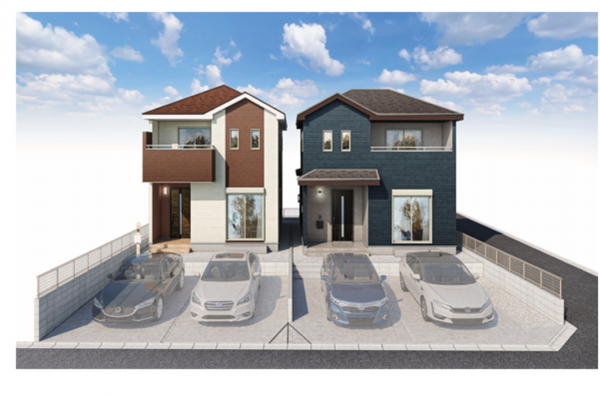 熊本市中央区国府、新築一戸建ての完成予想図（外観）画像です