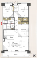 熊本市中央区帯山、マンションの間取り画像です