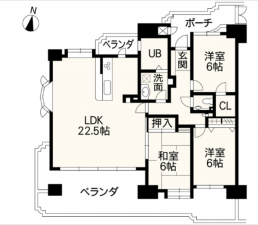 熊本市南区田井島、マンションの間取り画像です