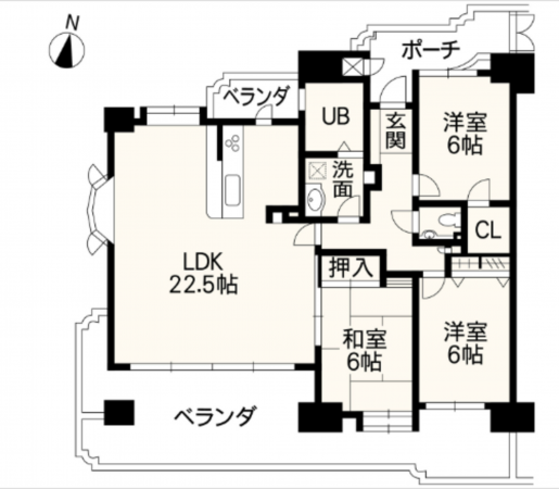 熊本市南区田井島、マンションの間取り画像です