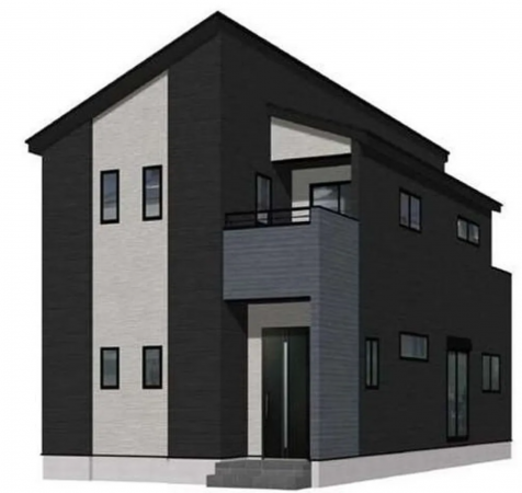 熊本市東区湖東、新築一戸建ての完成予想図（外観）画像です