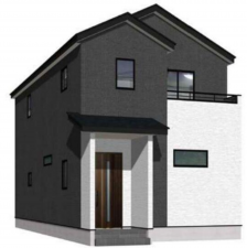 熊本市東区湖東、新築一戸建ての完成予想図（外観）画像です