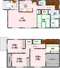 熊本市東区湖東、新築一戸建ての間取り画像です