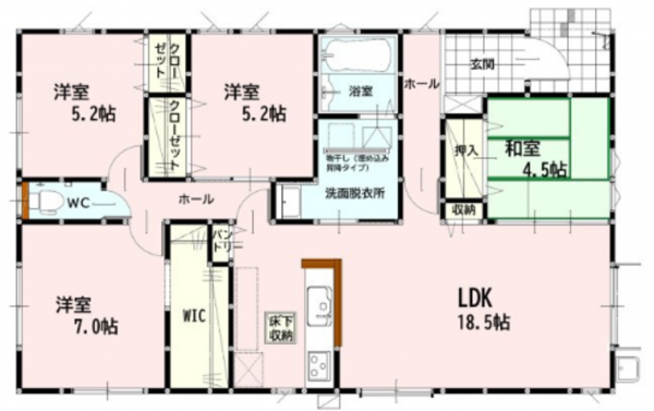 熊本市南区御幸木部、新築一戸建ての間取り画像です