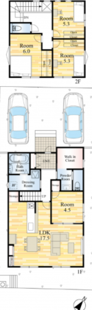 熊本市東区東京塚町、新築一戸建ての間取り画像です