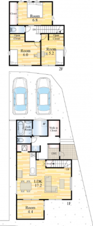 熊本市東区東京塚町、新築一戸建ての間取り画像です