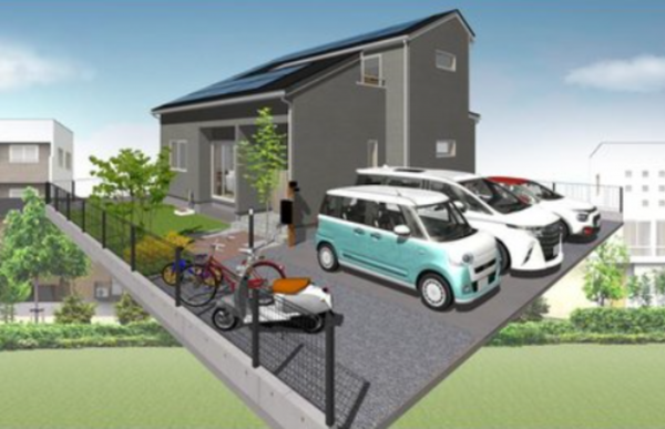 熊本市南区城南町下宮地、新築一戸建ての完成予想図（外観）画像です