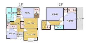 熊本市東区八反田、中古一戸建ての間取り画像です