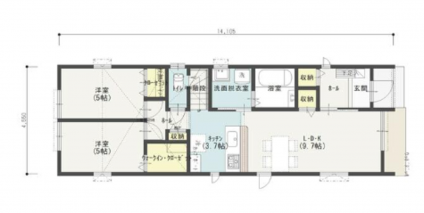 熊本市東区西原、新築一戸建ての間取り画像です