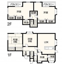 熊本市南区薄場、中古一戸建ての間取り画像です