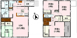 熊本市南区良町、新築一戸建ての間取り画像です
