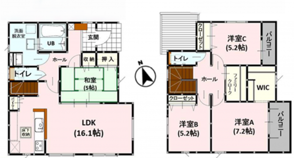 熊本市南区良町、新築一戸建ての間取り画像です