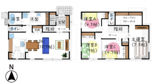 熊本市中央区出水、新築一戸建ての間取り画像です