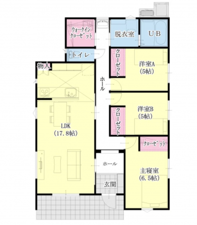 熊本市南区城南町舞原、新築一戸建ての間取り画像です