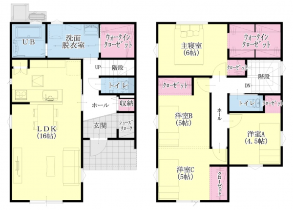 熊本市南区八幡、新築一戸建ての間取り画像です