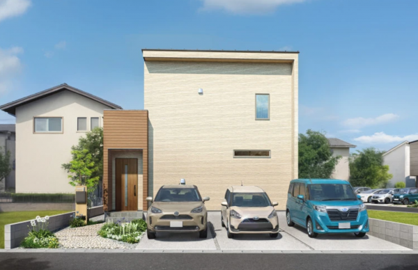 熊本市南区護藤町、新築一戸建ての完成予想図（外観）画像です