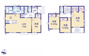 熊本市東区桜木、新築一戸建ての間取り画像です