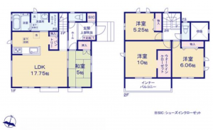熊本市東区桜木、新築一戸建ての間取り画像です
