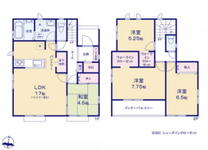 熊本市中央区出水、新築一戸建ての間取り画像です