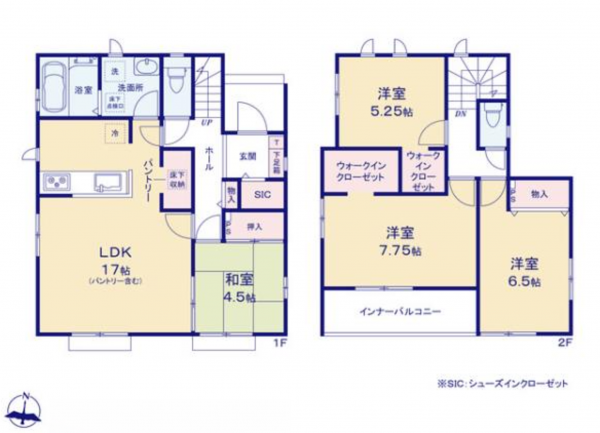 熊本市中央区出水、新築一戸建ての間取り画像です