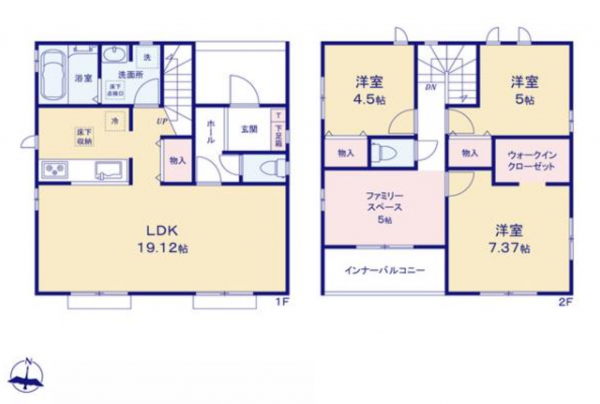 熊本市中央区出水、新築一戸建ての間取り画像です