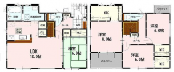 熊本市南区富合町南田尻、新築一戸建ての間取り画像です