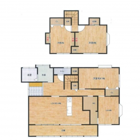 熊本市南区会富町、中古一戸建ての間取り画像です