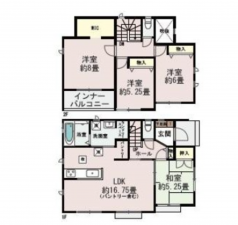 熊本市南区出仲間、新築一戸建ての間取り画像です