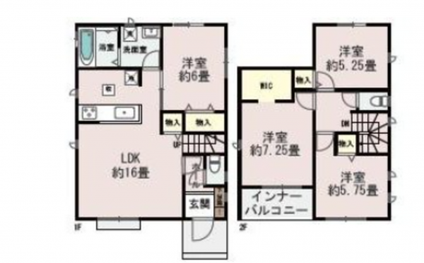 熊本市南区出仲間、新築一戸建ての間取り画像です