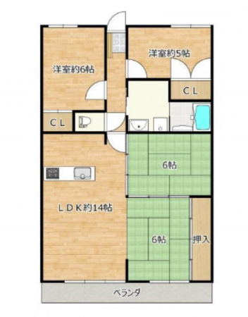 熊本市中央区新町、マンションの間取り画像です
