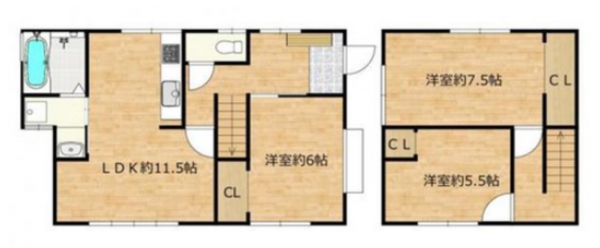熊本市東区長嶺東、中古一戸建ての間取り画像です