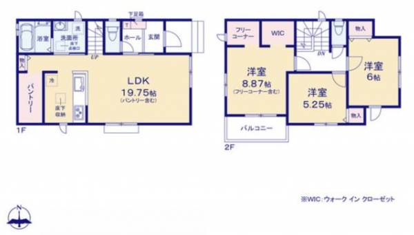 熊本市南区野田、新築一戸建ての間取り画像です