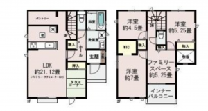 熊本市南区出仲間、新築一戸建ての間取り画像です